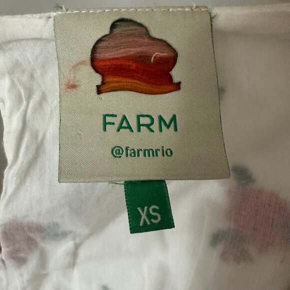 Farm Rio Floral Cross Stitch Embroidered Crop Top XS Puff Sleeves Boho - Picture 10 of 12